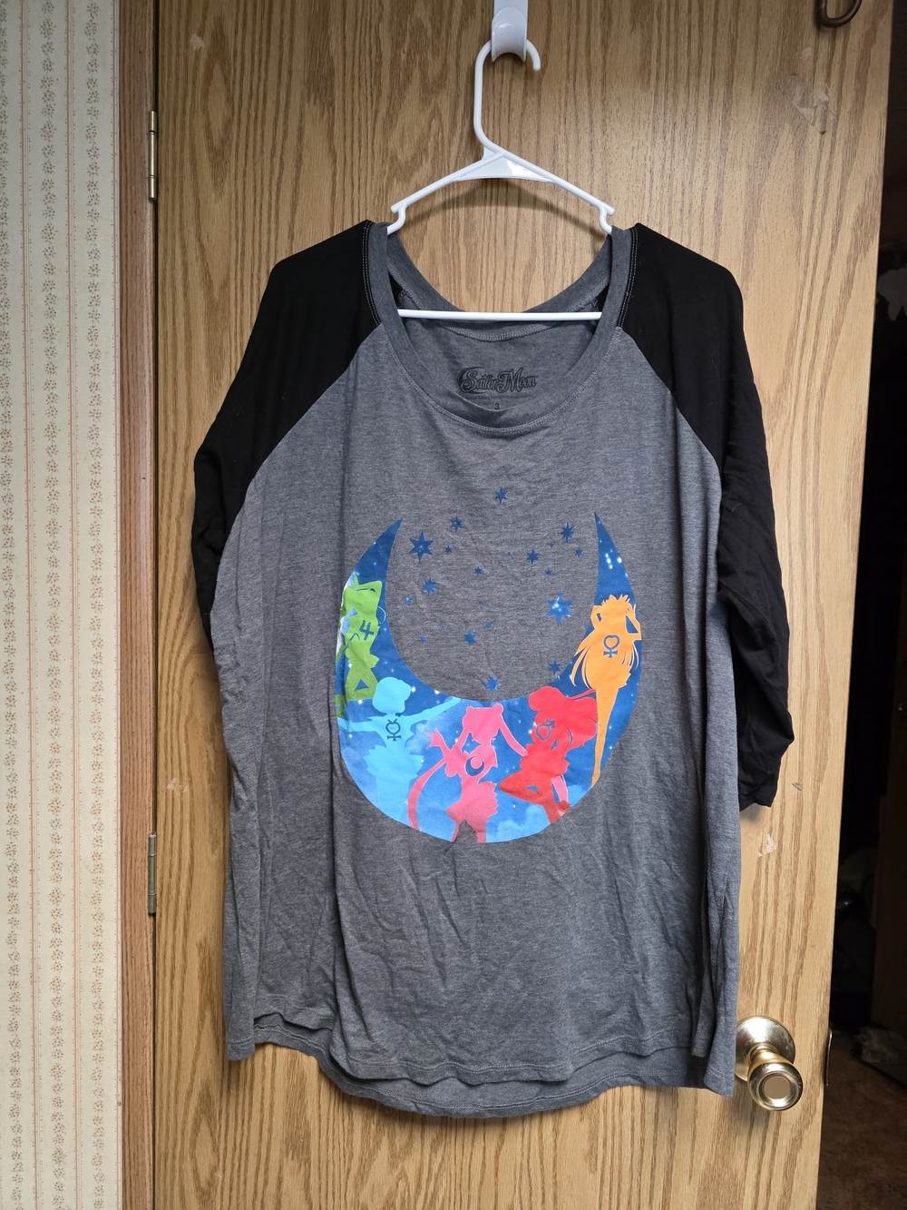 torrid Gray and Black Long Sleeve Graphic Tee with Colorful Moon Art
